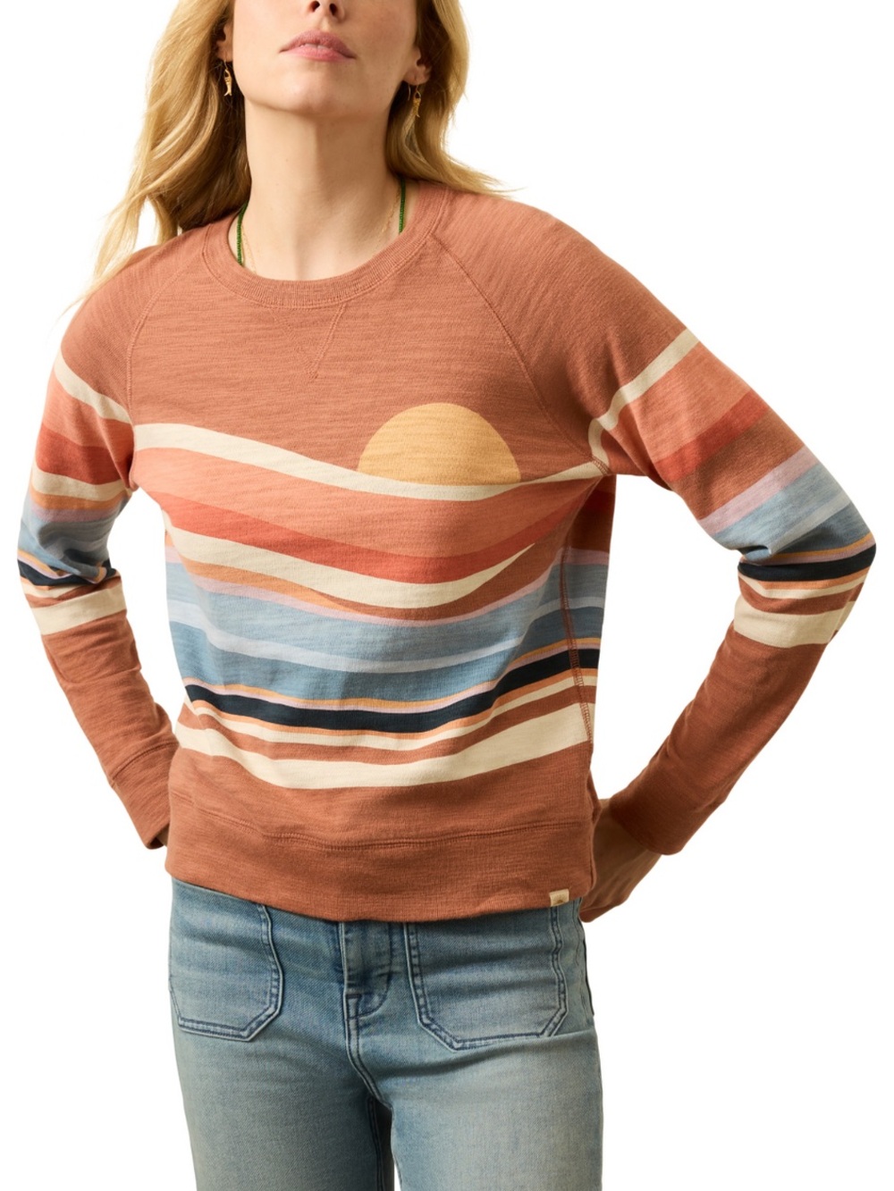 Faherty Sunwashed Slub Crewneck - Autumn Spritz Soleil Sunset Orange Medium